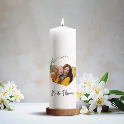 Bedruckte große Kerze mit Foto - Beste Mama V2