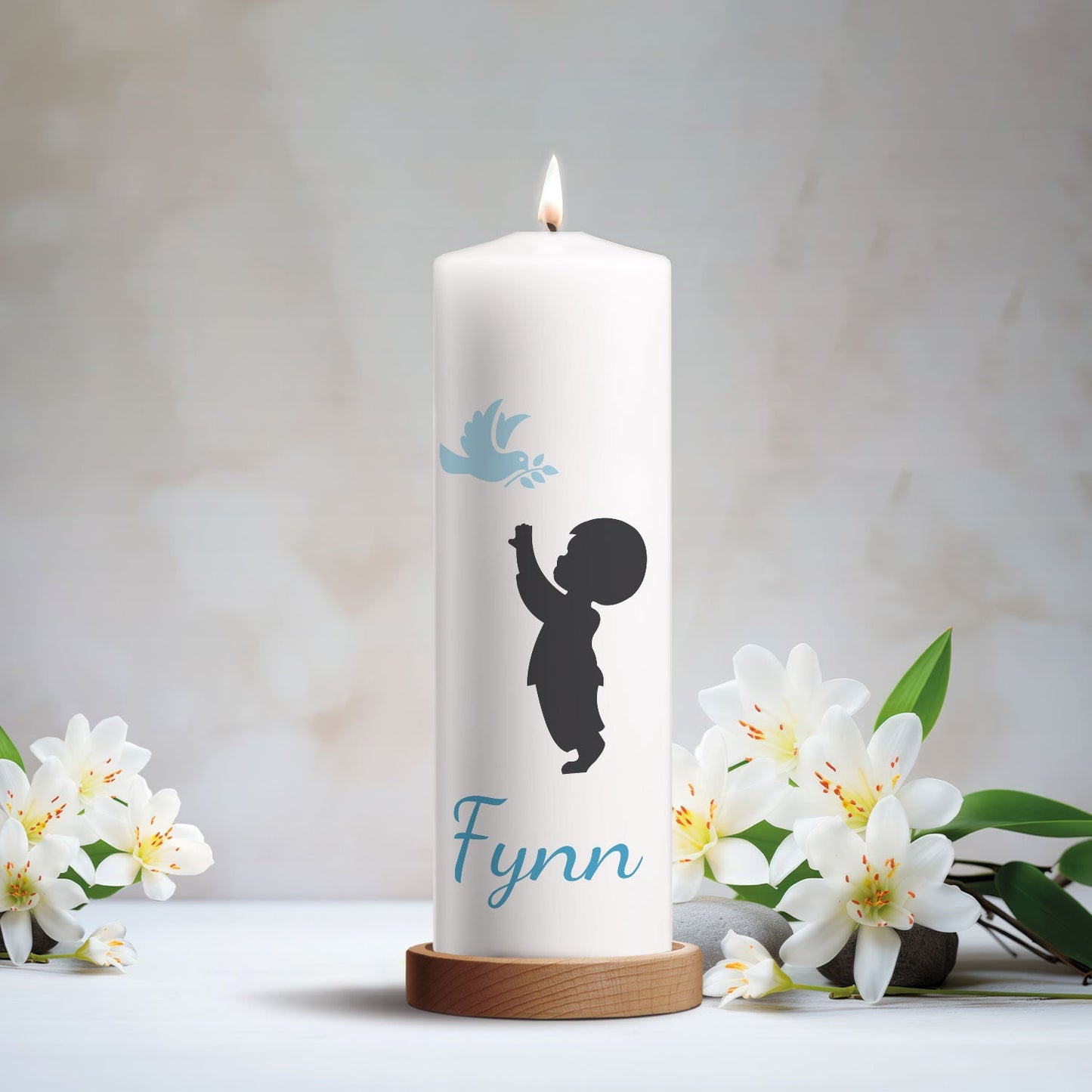 Große Kerze "Baby Silhouette" - Trauerkerze mit Namen & Wunschtext