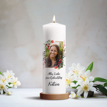 Bedruckte Kerze "Happy Birthday Foto" - Geburtstagskerze mit Namen und eigenem Foto