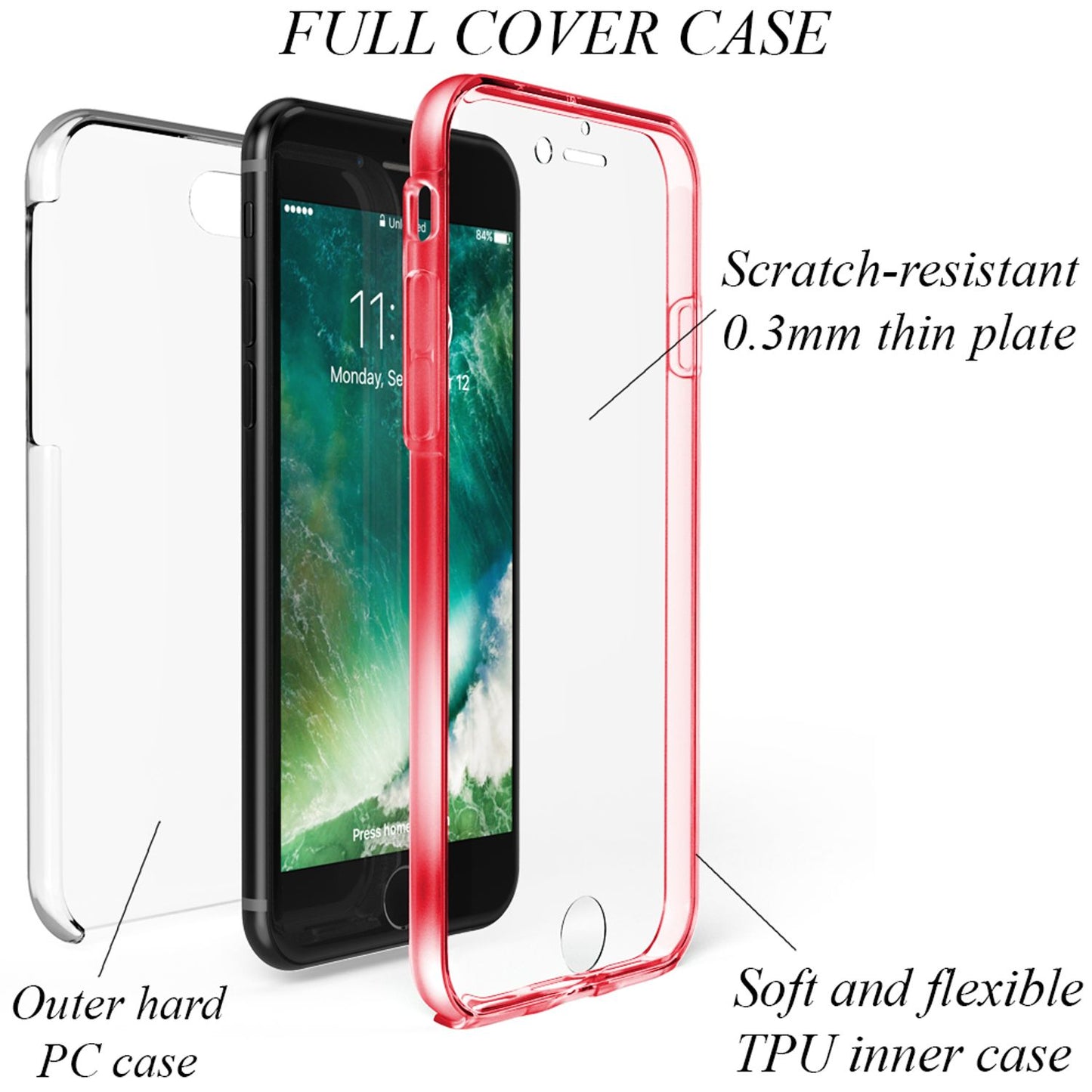 NALIA 360° Hülle für iPhone 7 / 8 / SE 2020 / SE 2022 – Vorne & Hinten Schutz – 360GUARD (Full-Body Case) – Marke aus Berlin
