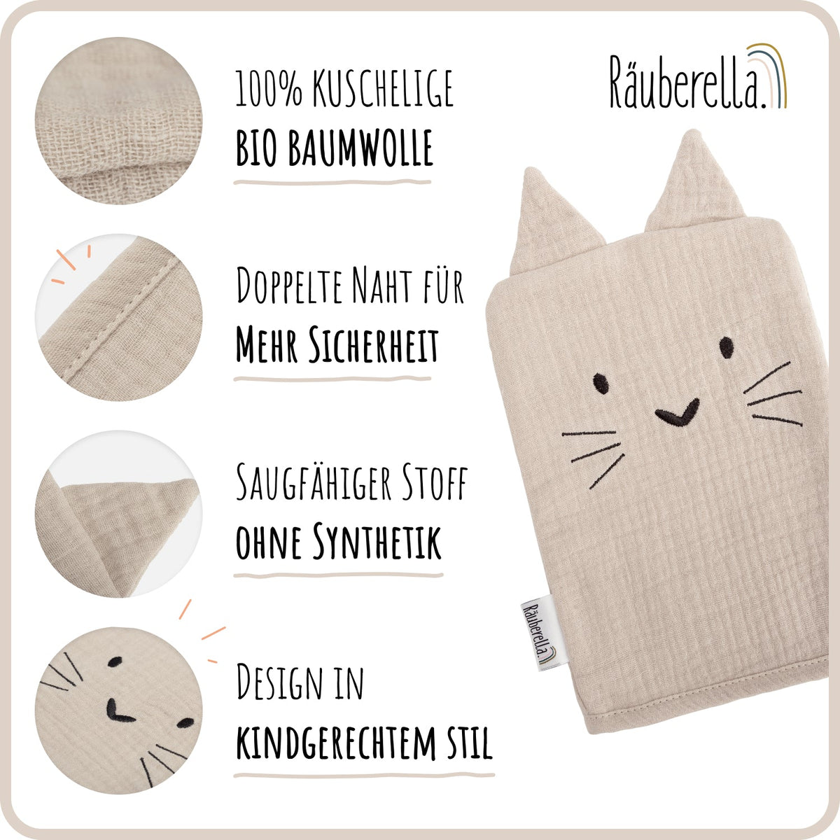 Baby Waschlappen 3er-Set Flieder
