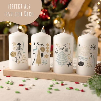 Kleine Kerzen "Boho" - Adventskerzen im 4er Set