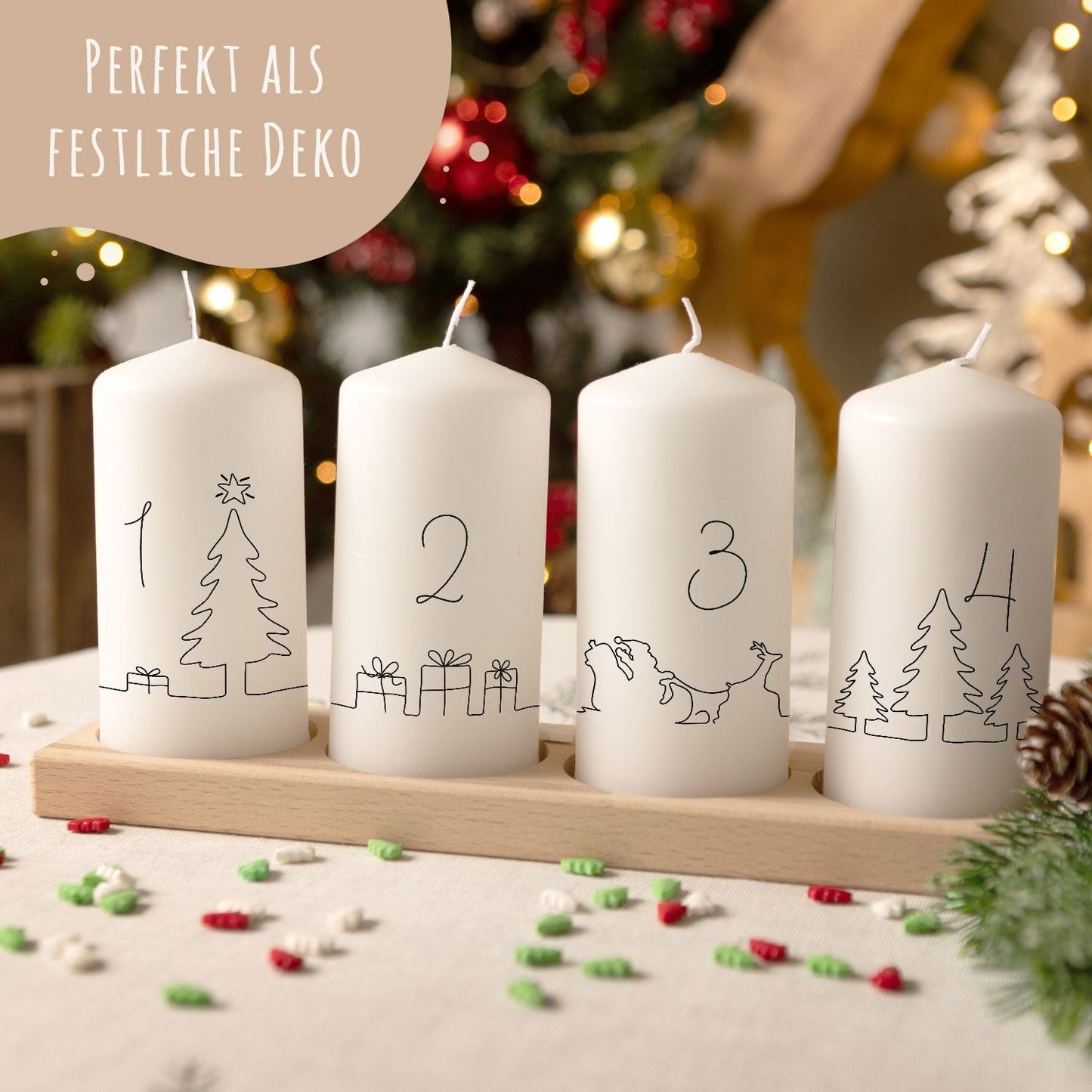 Kleine Kerzen "Advent Linie" - Adventskerzen im 4er Set