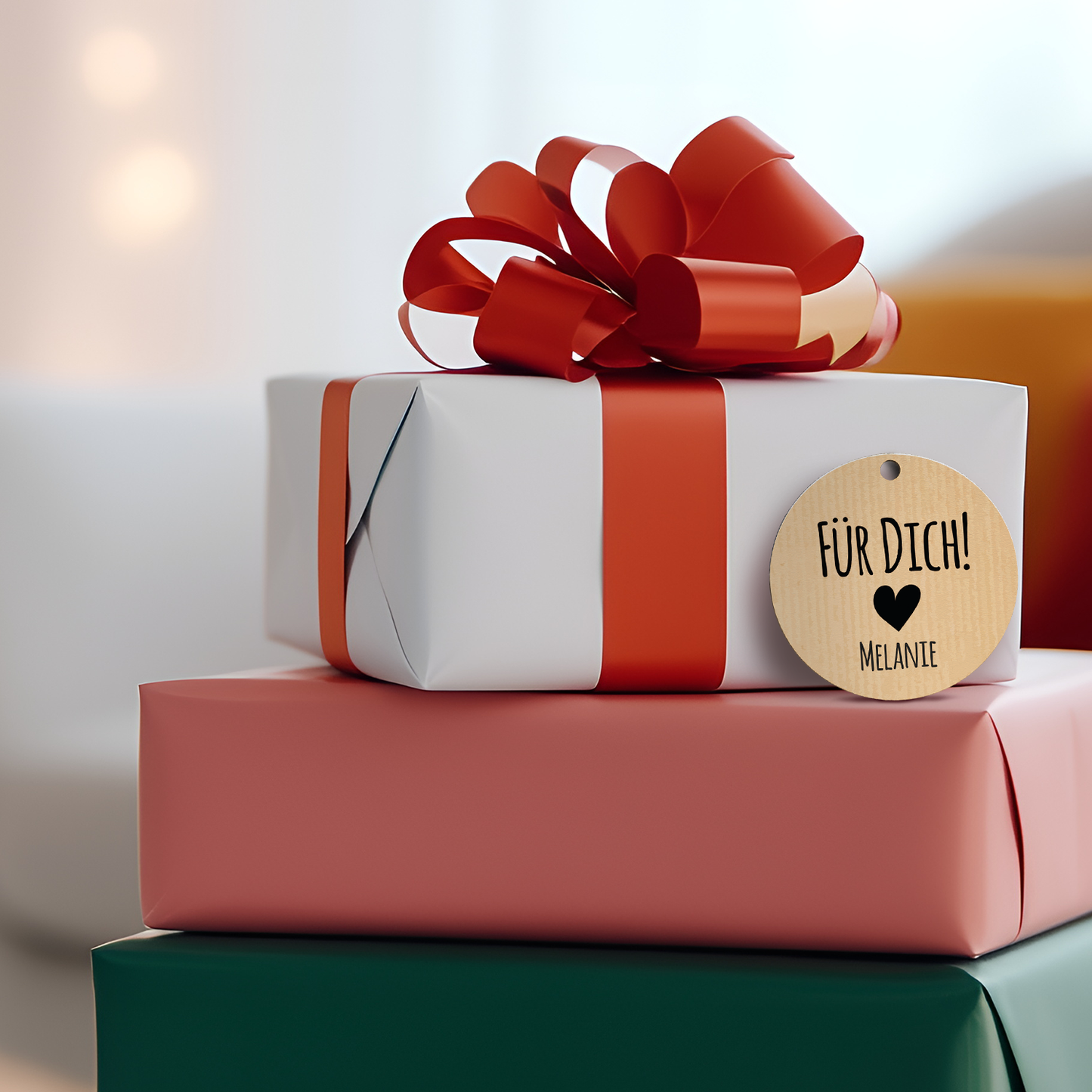 Geschenkanhänger aus Holz - Für dich - Personalisiert mit Namen