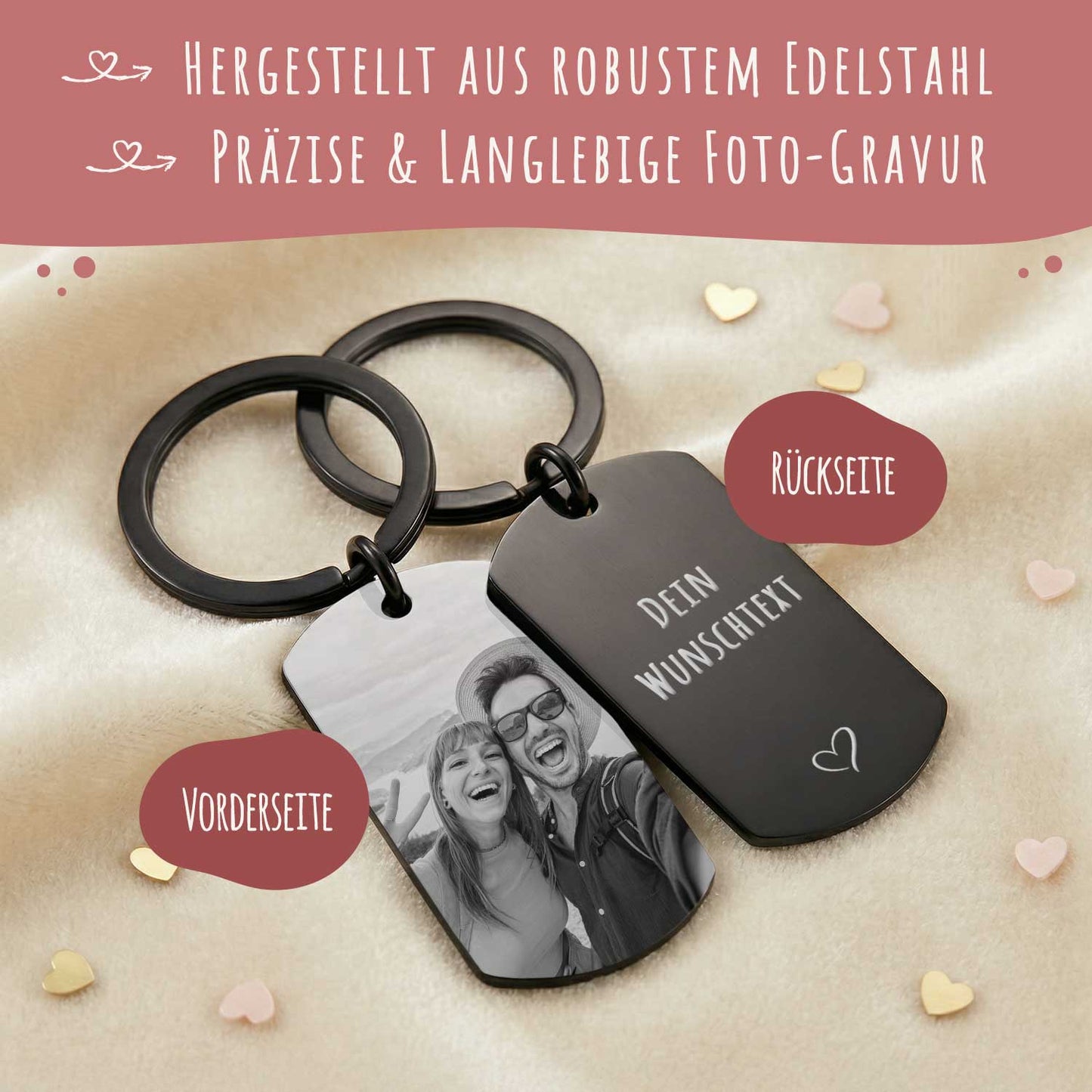 Metall Dog Tag mit Gravur - Dein Foto & Wunschtext