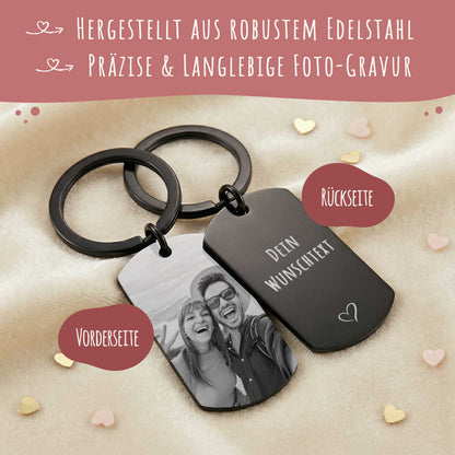 Metall Dog Tag mit Gravur - Dein Foto & Wunschtext