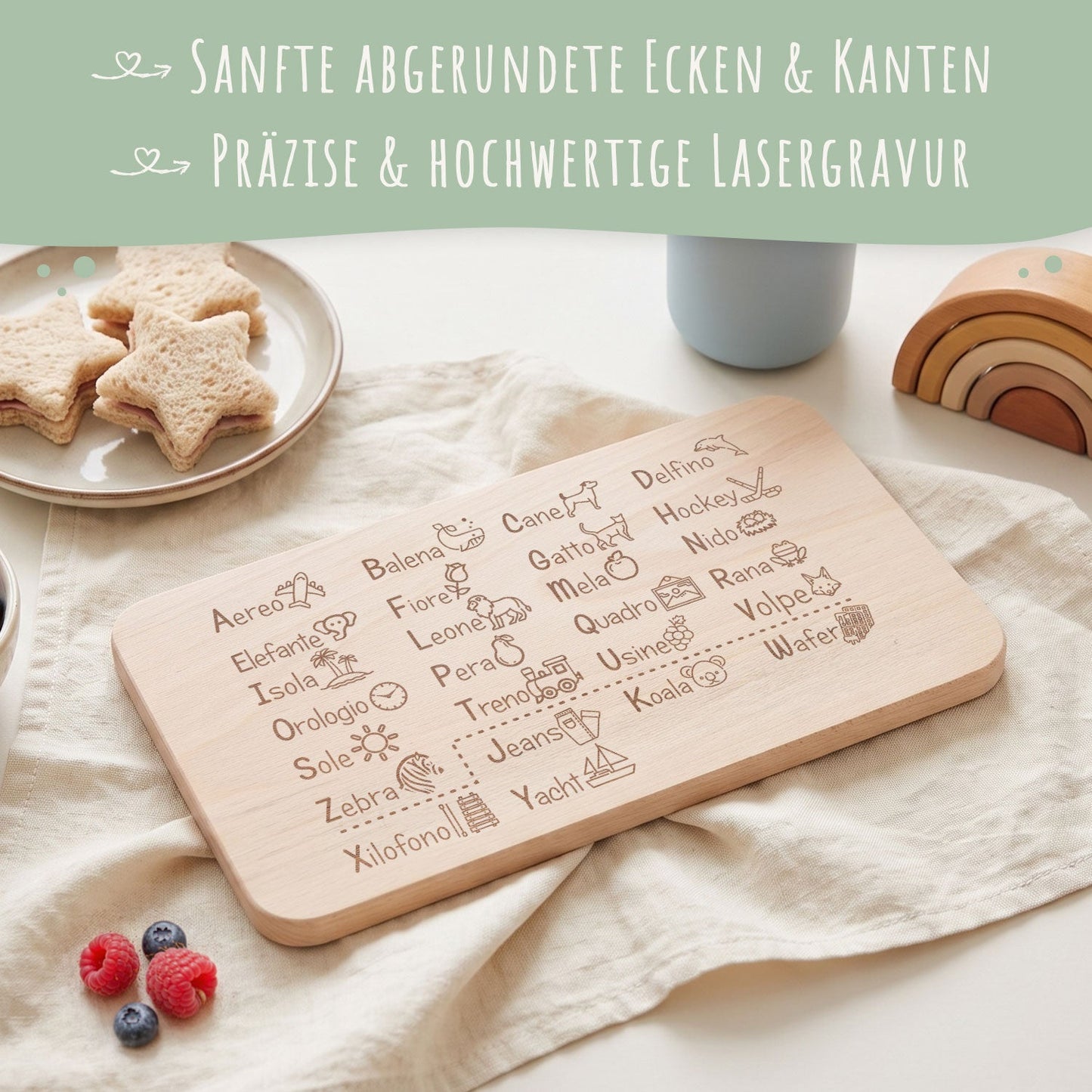 Frühstücksbrettchen "ABC Italienisch Brotzeitbrett"