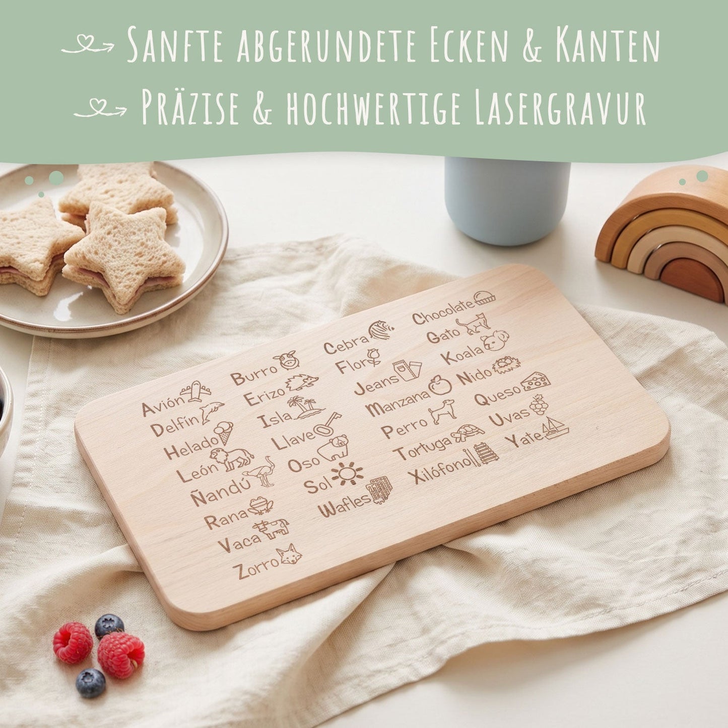 Frühstücksbrettchen "ABC Spanisch Brotzeitbrett"
