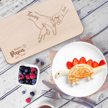 Frühstücksbrettchen mit Gravur "Kinderhände halten Papa"