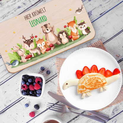 Frühstücksbrettchen mit Druck & Name im "Tiergruppe" Design