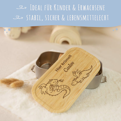 Brotdose mit graviertem Deckel für Kinder im "Drachen" Design