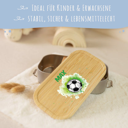 Brotdose mit Deckel für Kinder mit UV-Druck im "Fussball" Design