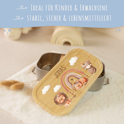Brotdose mit Deckel für Kinder mit UV-Druck im "Regenbogen Indianer" Design