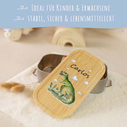 Brotdose mit Deckel für Kinder mit UV-Druck im "T-Rex V2" Design