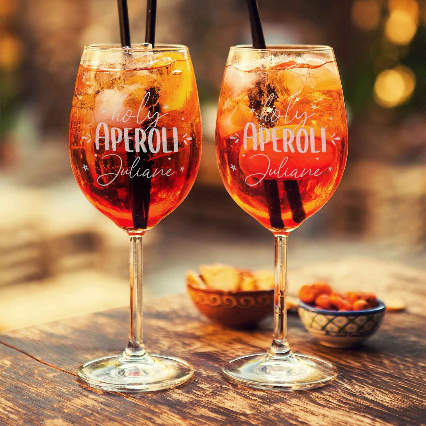 Leonardo Weinglas mit Gravur "Holy Aperoli" mit Namen