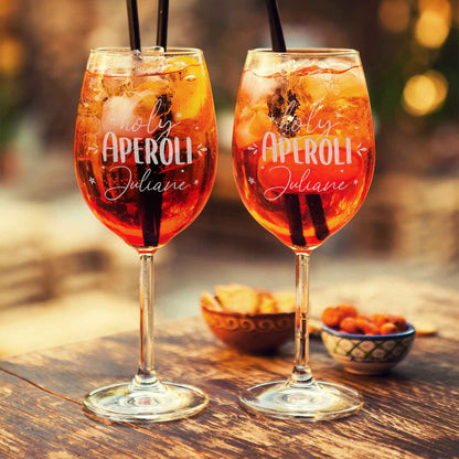 Leonardo Weinglas mit Gravur "Holy Aperoli" mit Namen