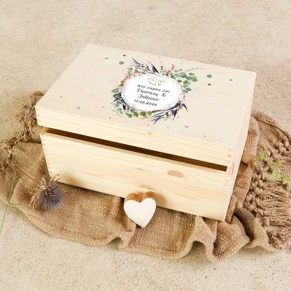 Erinnerungskiste mit UV-Druck im Flower Wedding Design - Personalisiertes Geschenk zur Hochzeit
