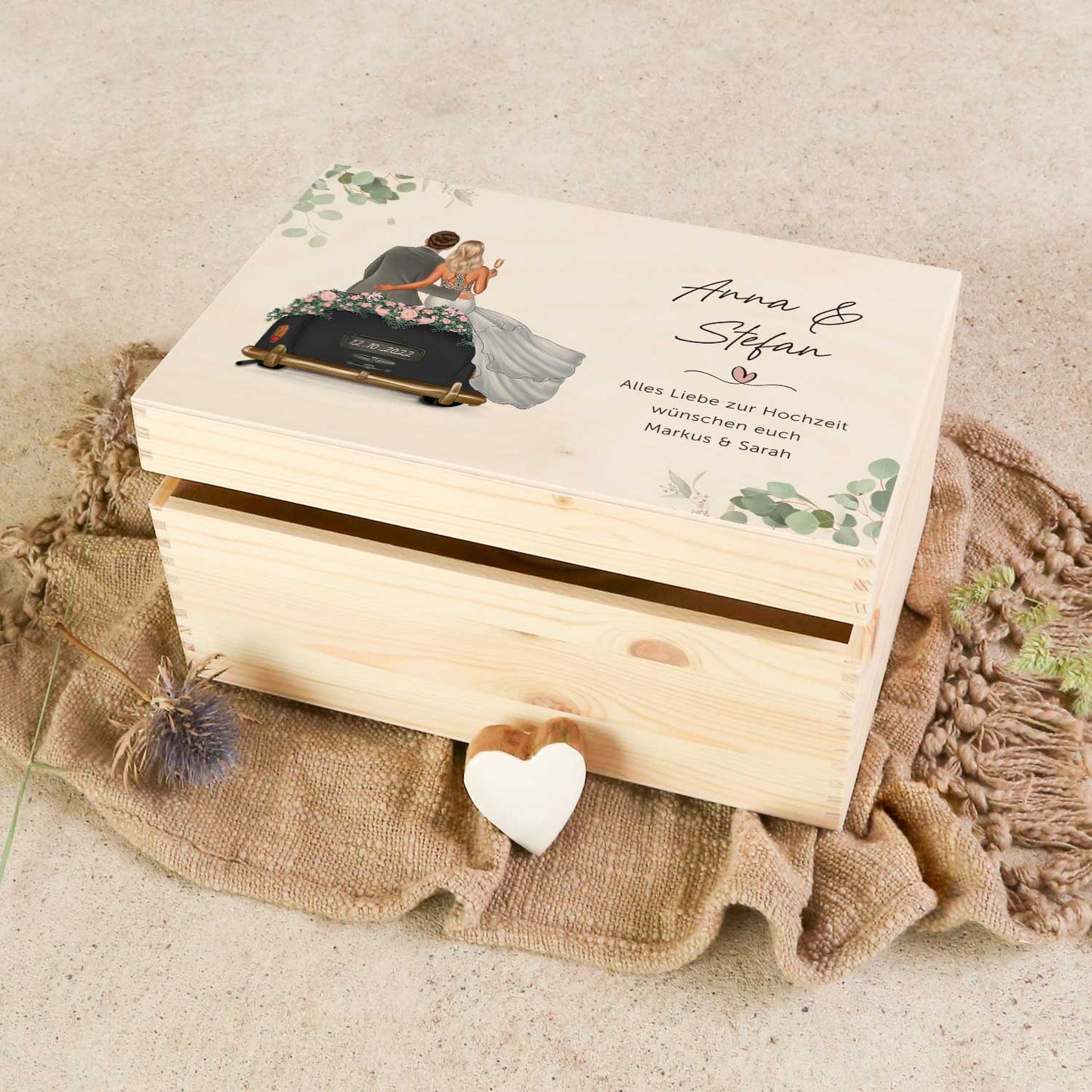 Bedruckte Erinnerungskiste mit Konfiguration - Hochzeitsauto - Personalisiertes Geschenk zur Hochzeit
