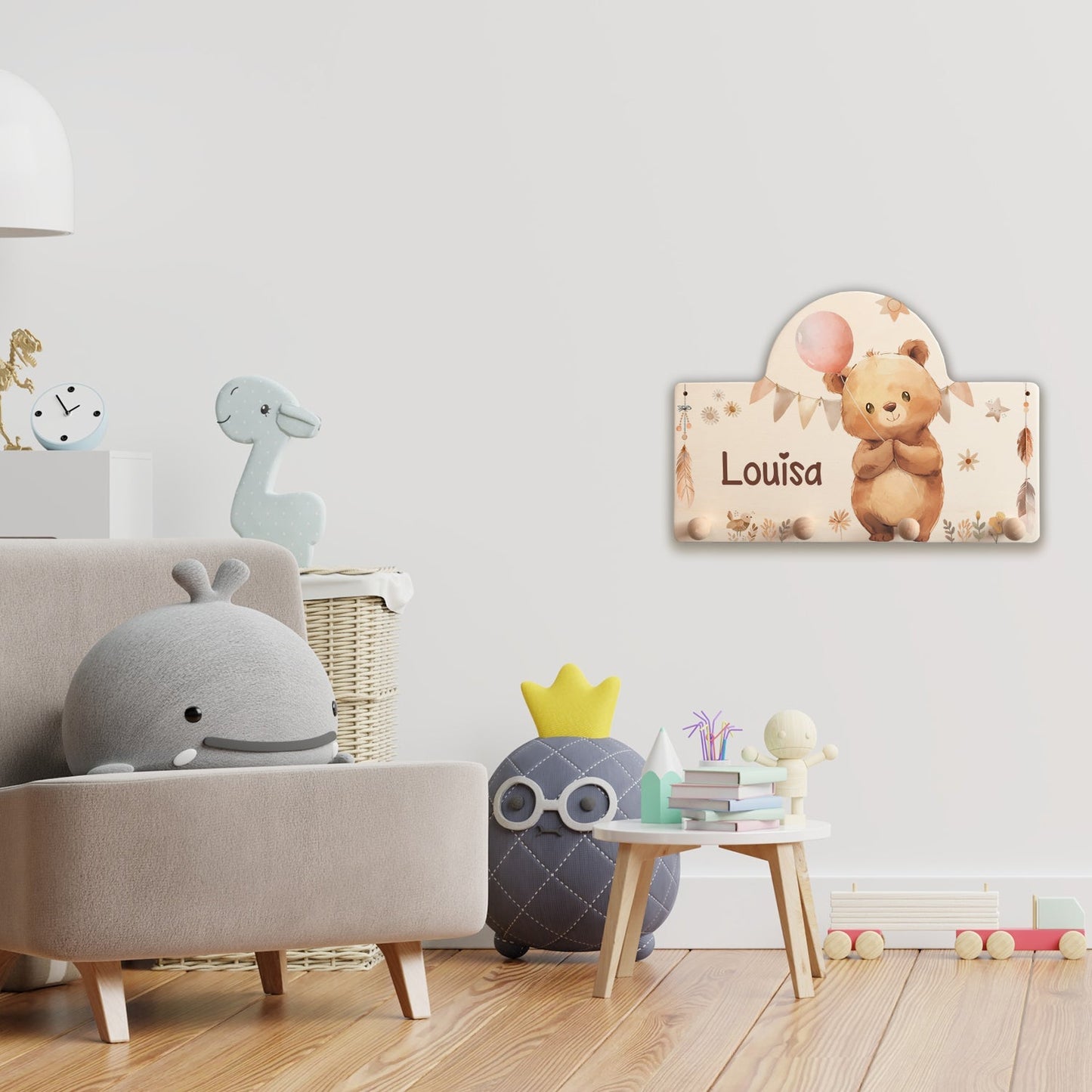 Personalisierte Garderobe fürs Kinderzimmer - Bär