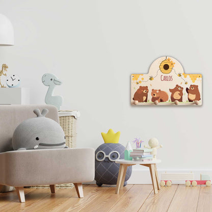 Personalisierte Garderobe fürs Kinderzimmer - Bären & Bienen