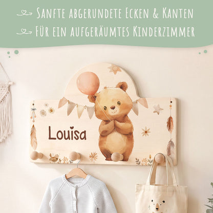 Personalisierte Garderobe fürs Kinderzimmer - Bär
