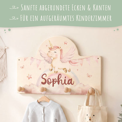 Personalisierte Garderobe fürs Kinderzimmer - Einhorn