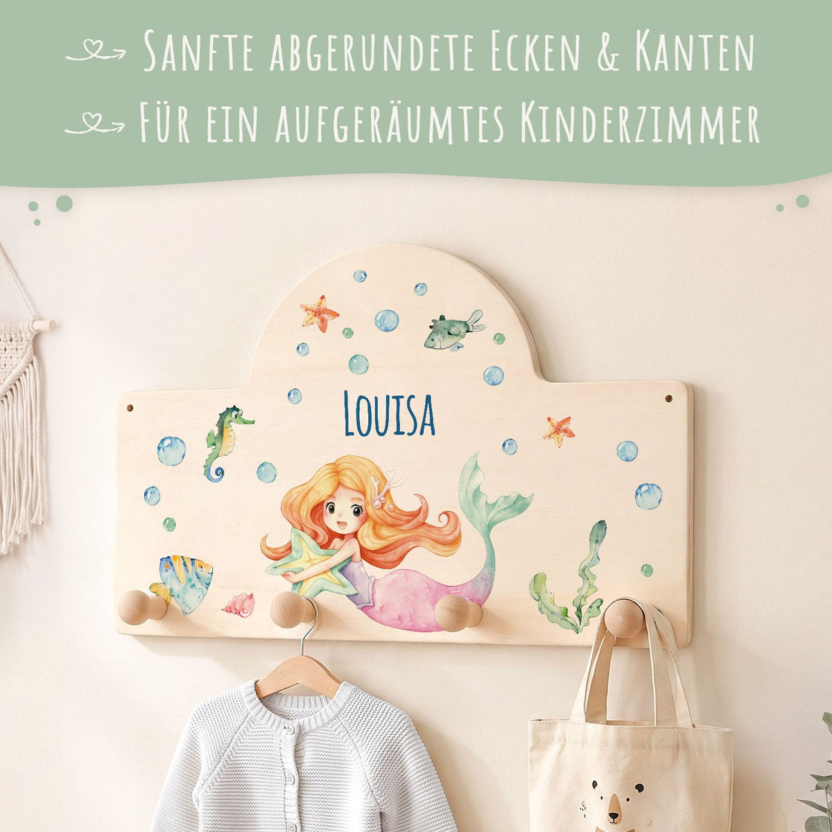 Personalisierte Garderobe fürs Kinderzimmer - Meerjungfrau