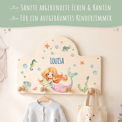 Personalisierte Garderobe fürs Kinderzimmer - Meerjungfrau