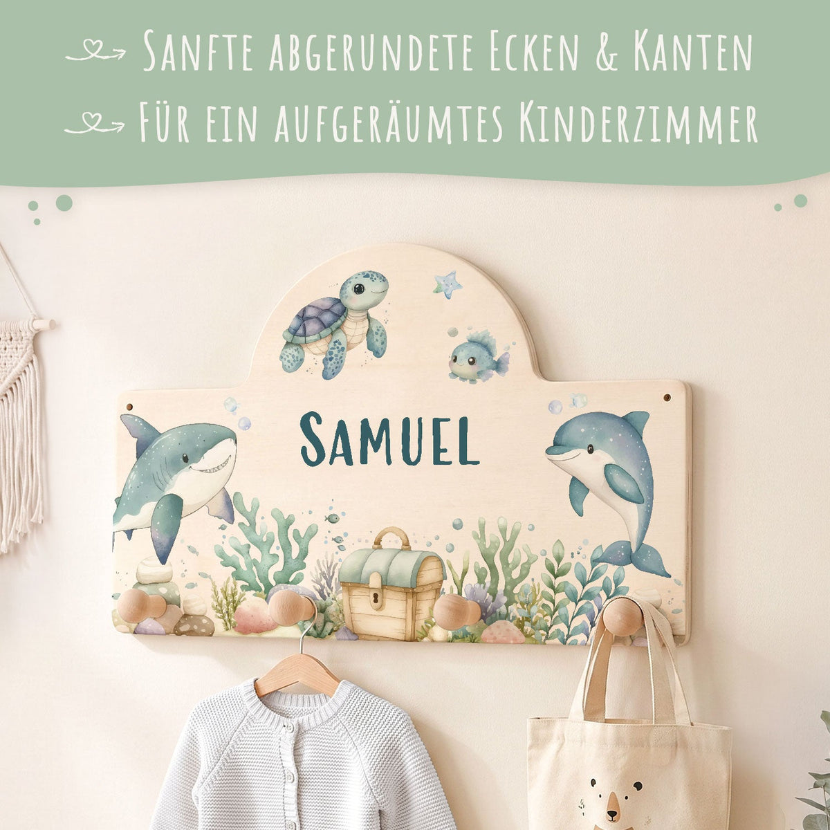 Personalisierte Garderobe fürs Kinderzimmer - See