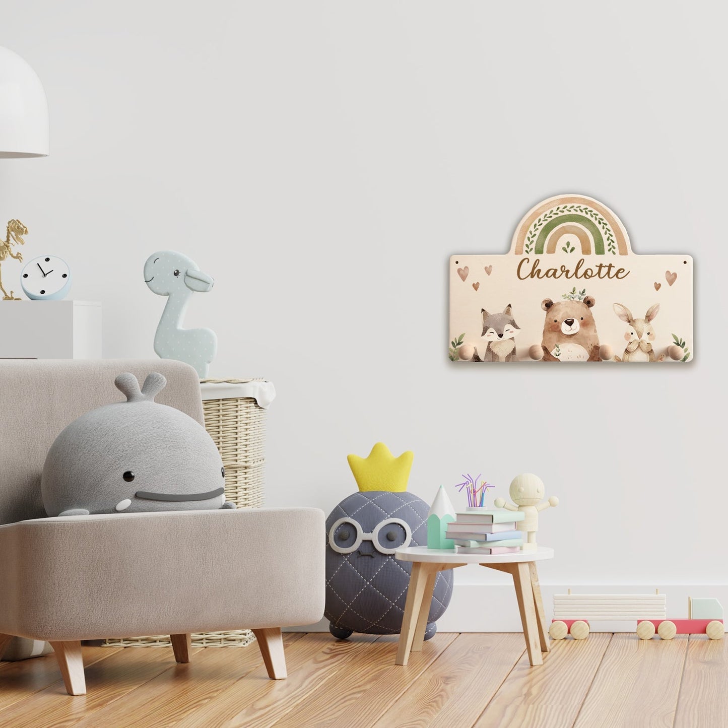 Personalisierte Garderobe fürs Kinderzimmer - Waldtiere