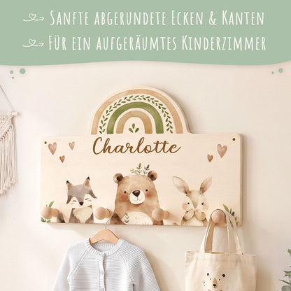 Personalisierte Garderobe fürs Kinderzimmer - Waldtiere