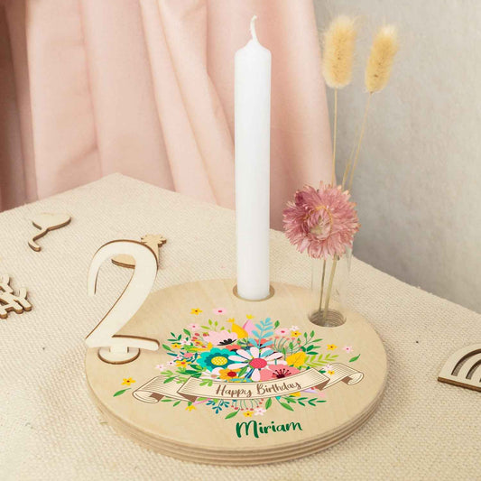 Bedruckter Geburtstagsteller für Kinder - Blumen