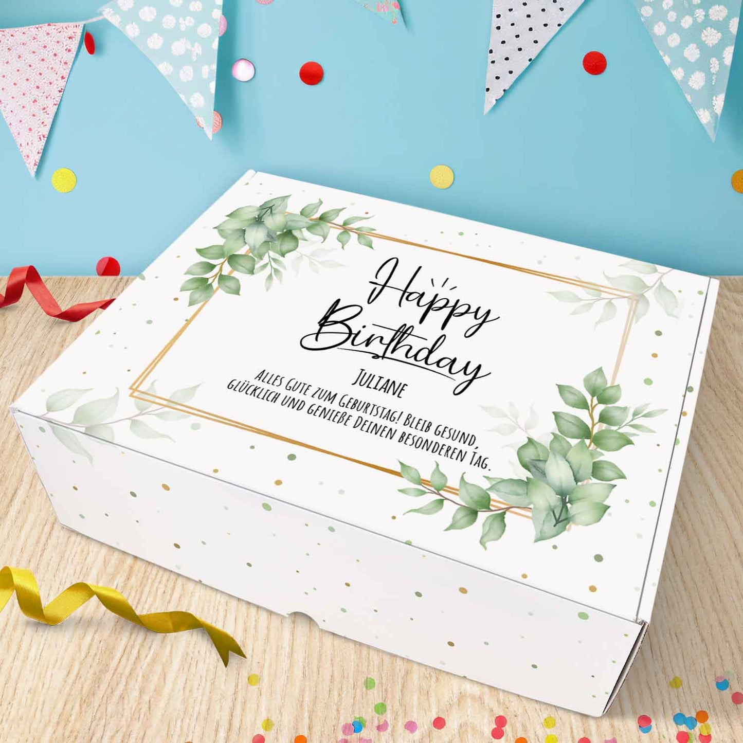 Personalisierte DIY Geschenkbox - Eukalyptus mit Wunschtext