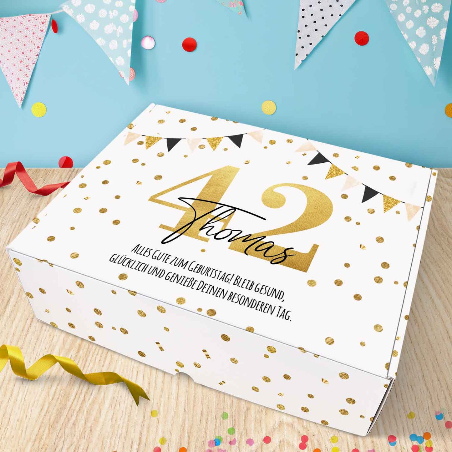 Personalisierte DIY Geschenkbox - Gold mit Wunschtext