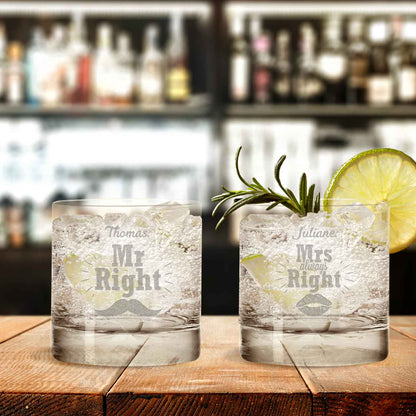 2er Set Montana GIN-Gläser "Mr Right & Mrs Always Right" mit Namen