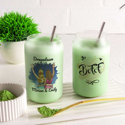 Glasbecher mit Bambusdeckel & Trinkhalm - Konfiguration Freundin