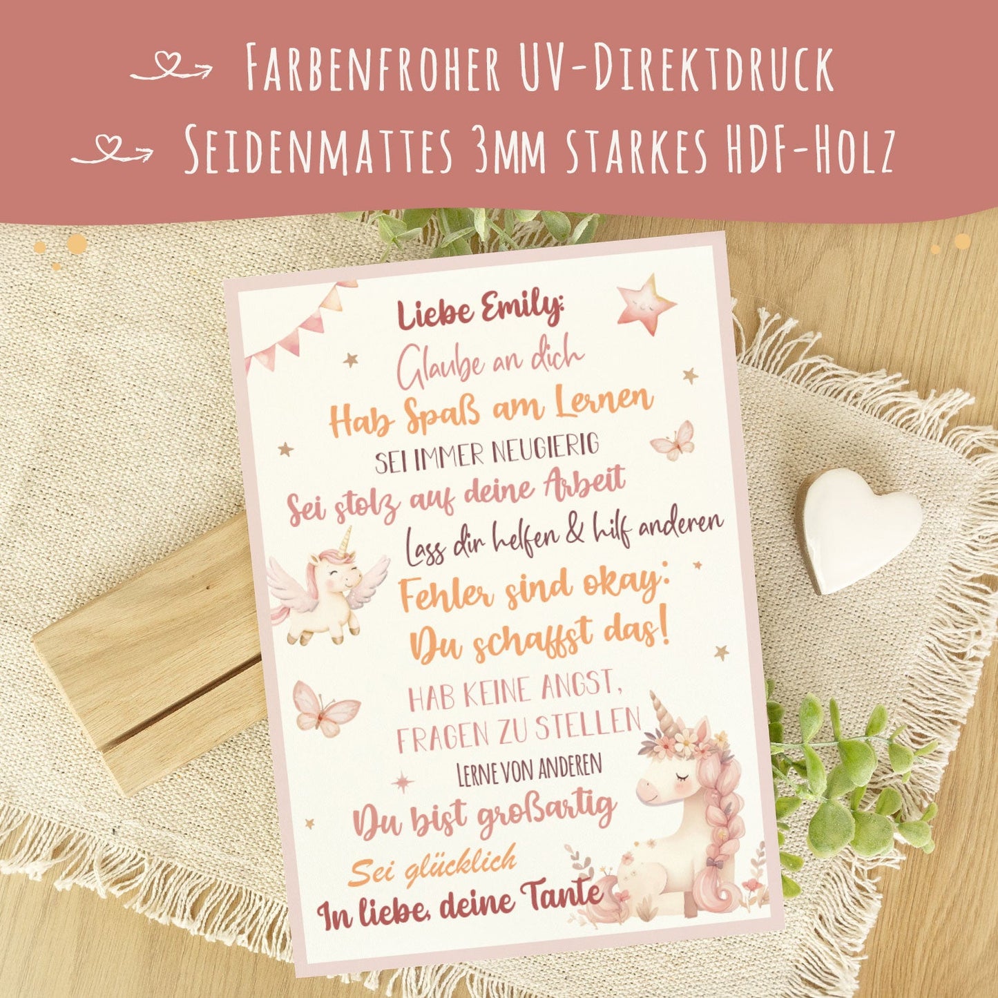 Holzschild zur Einschulung - Einhorn - Einschulungsmutmacher
