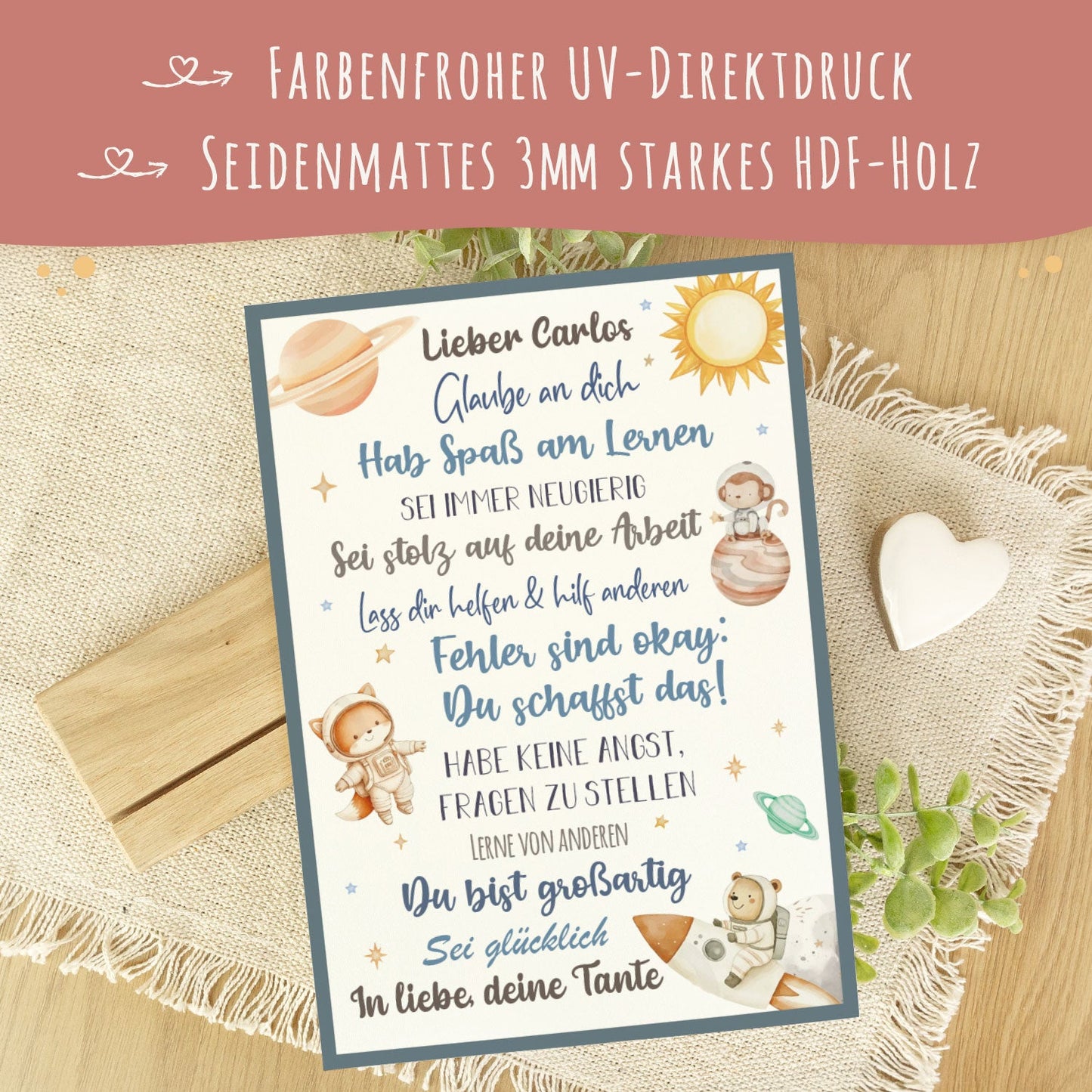Holzschild zur Einschulung - Weltall - Einschulungsmutmacher