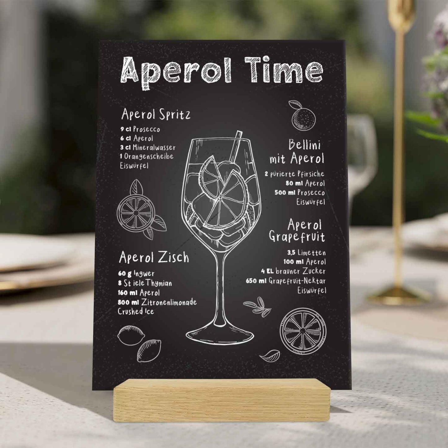 Holzschild mit Aperol Spritz Motiv - Aperol Rezepte - Geschenk für Aperol Liebhaber
