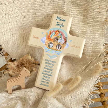 Personalisierbares Holzkreuz zur Taufe Konfirmation oder Kommunion - Arche Design