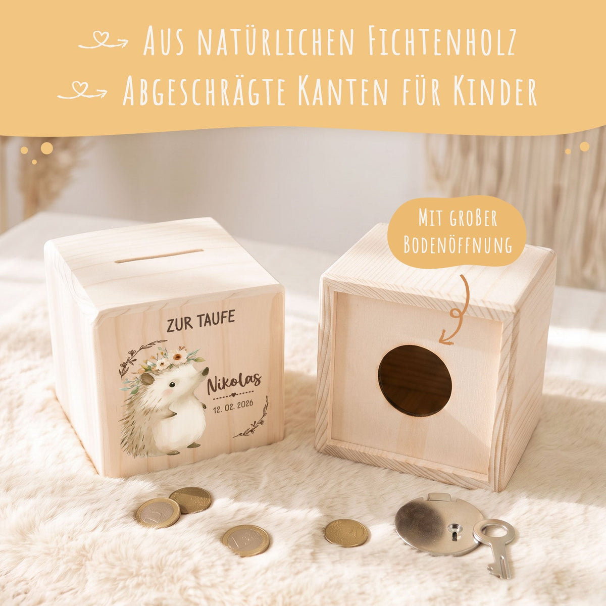 Spardose aus Holz - Tiere