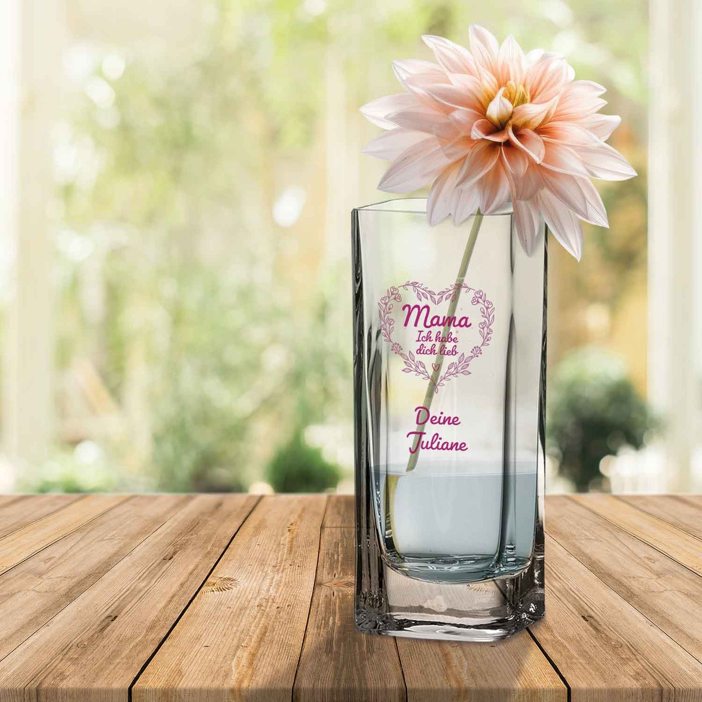 Blumenvase mit UV-Druck - Mama lieb haben - Personalisiert mit Namen - Deko Vase als Geschenk