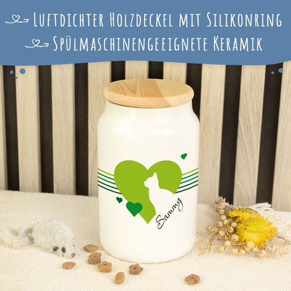 Leckerlidose für deine Haustiere - Herz Silhouette - Personalisiert mit Namen