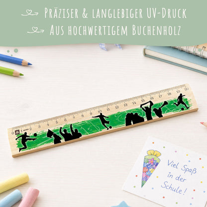 Lineal zur Einschulung im Fußball Design für Kinder aus Holz