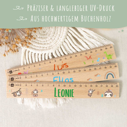 Personalisiertes Lineal zur Einschulung mit verschiedenen Designs