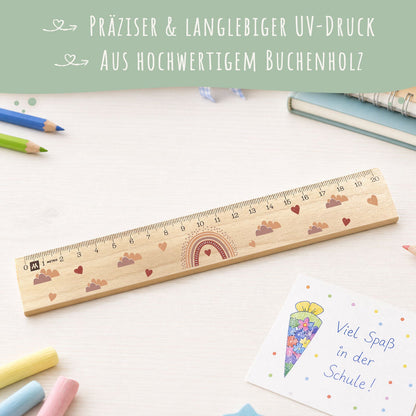 Lineal zur Einschulung im Regenbogen Design für Kinder aus Holz