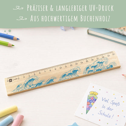 Lineal zur Einschulung im Wellen Design für Kinder aus Holz