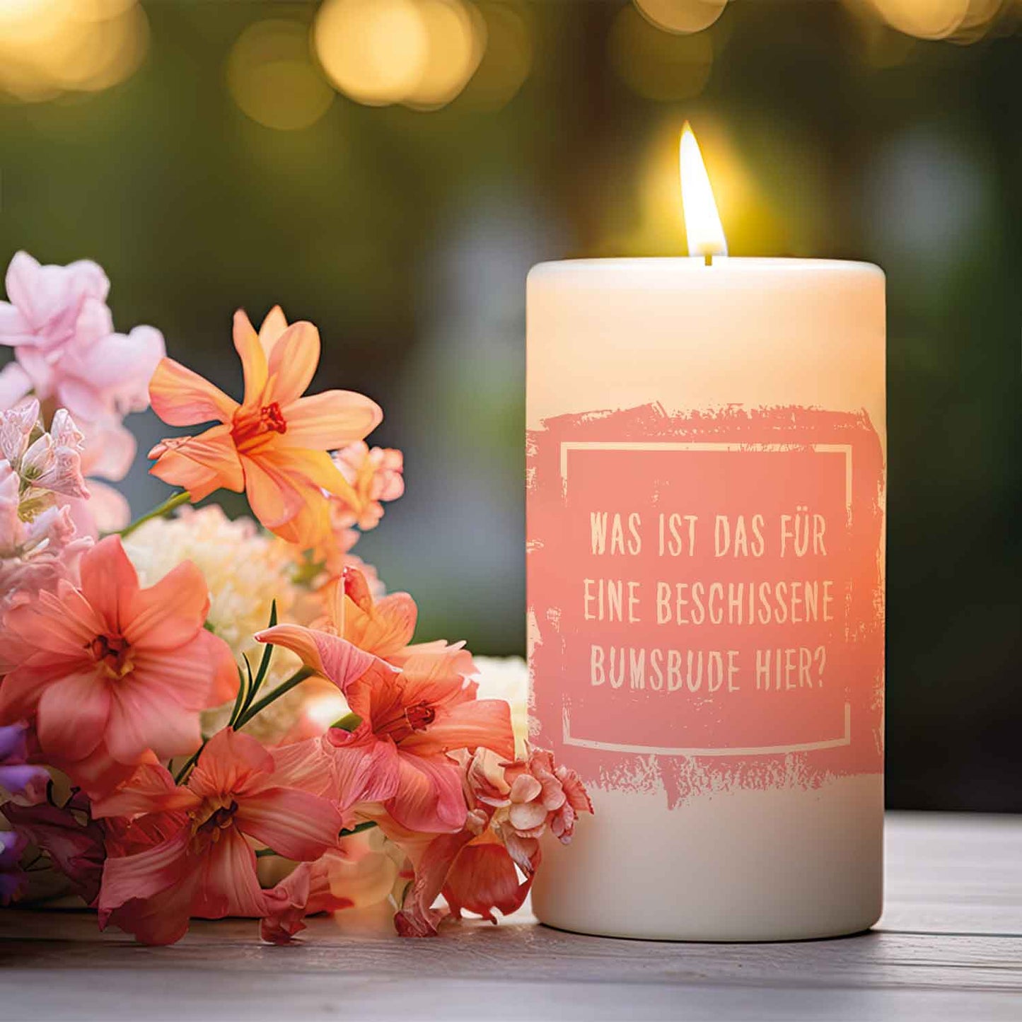Kleine Kerze mit Spruch "Bumsbude"