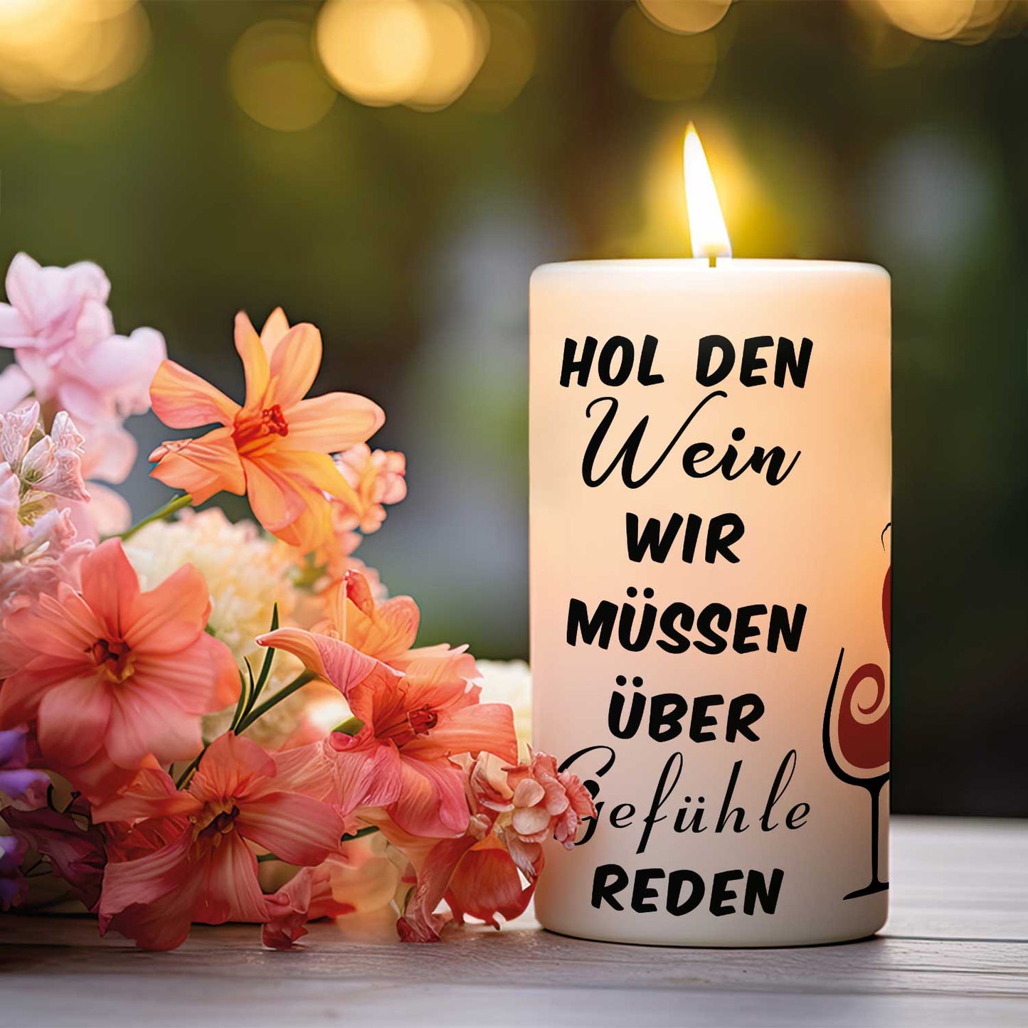 Kleine Kerze "Hol den Wein"