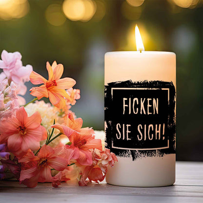 Kleine Kerze mit Spruch "Ficken Sie sich"